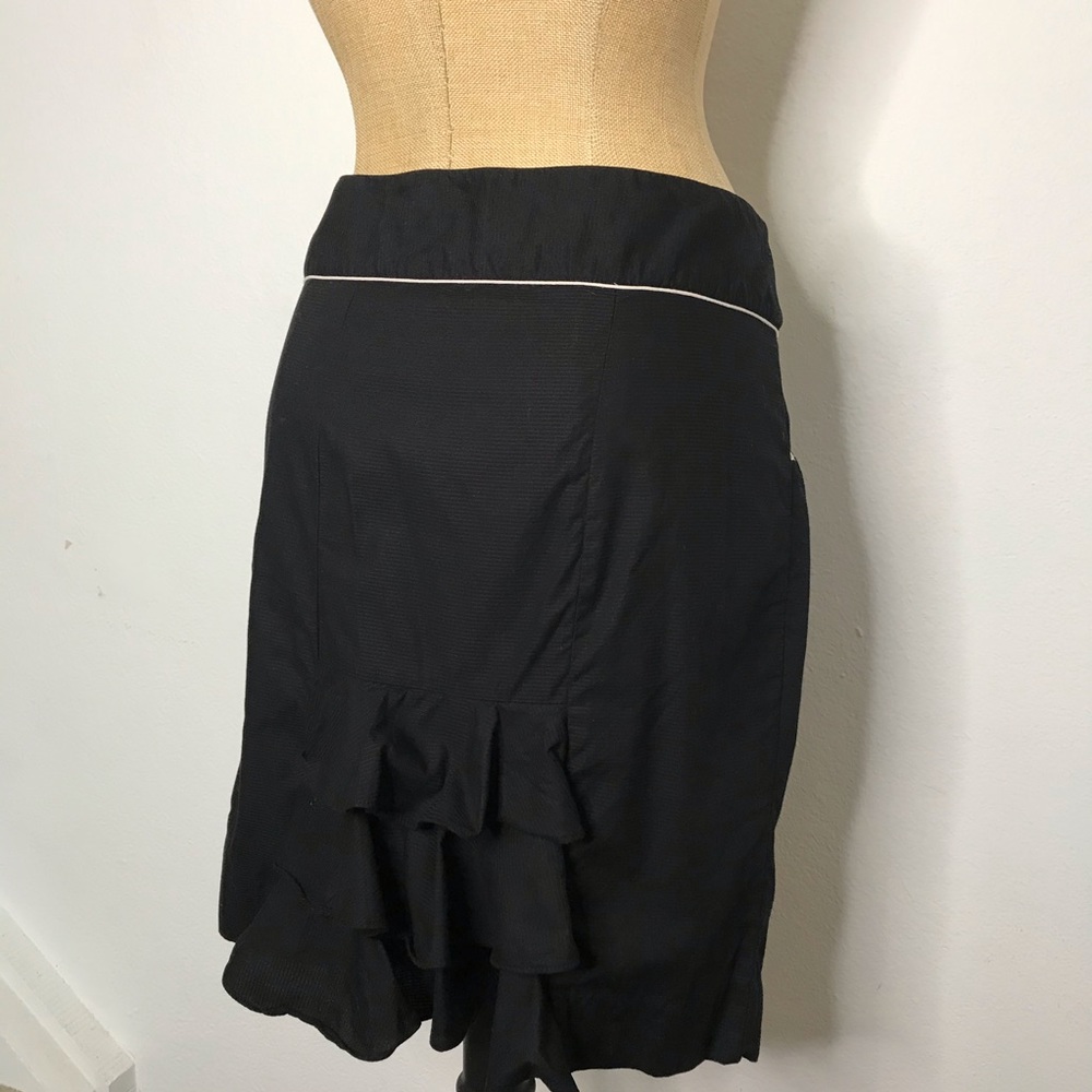 Anthropologie Floreat Black Ruffle Pencil Skirt - Picture 4 of 7